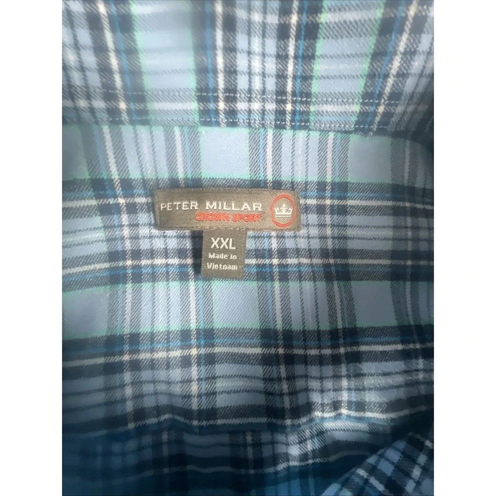 Peter Millar Crown  Sport Shirt Size XXL  Blue Gingham Check Plaid - Picture 2 of 11